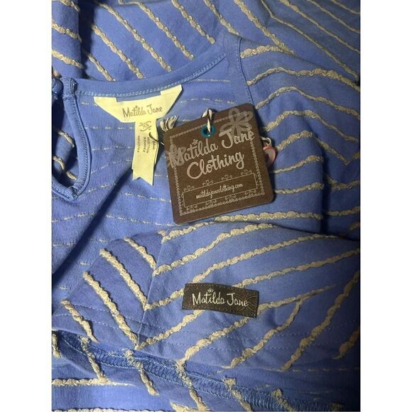 Matilda Jane Short Sleeve Blue Striped knit Dress NWT Size XS - Picture 5 of 5